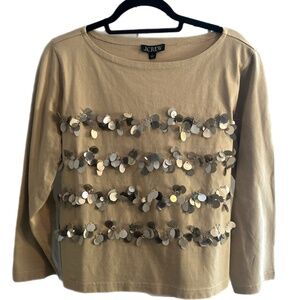 J.Crew NWT Mariner Jersey LS Embellished Tee Size L